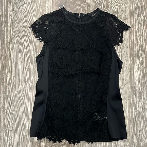 Karen Millen Tops - Karen Millen Black Lace Cap Sleeve Blouse - Size S